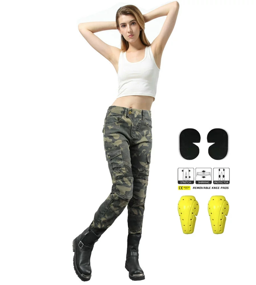 Motorcycle Gear Testing - Frauen Jeans Camouflage Motorrad Hosen Pantalon
