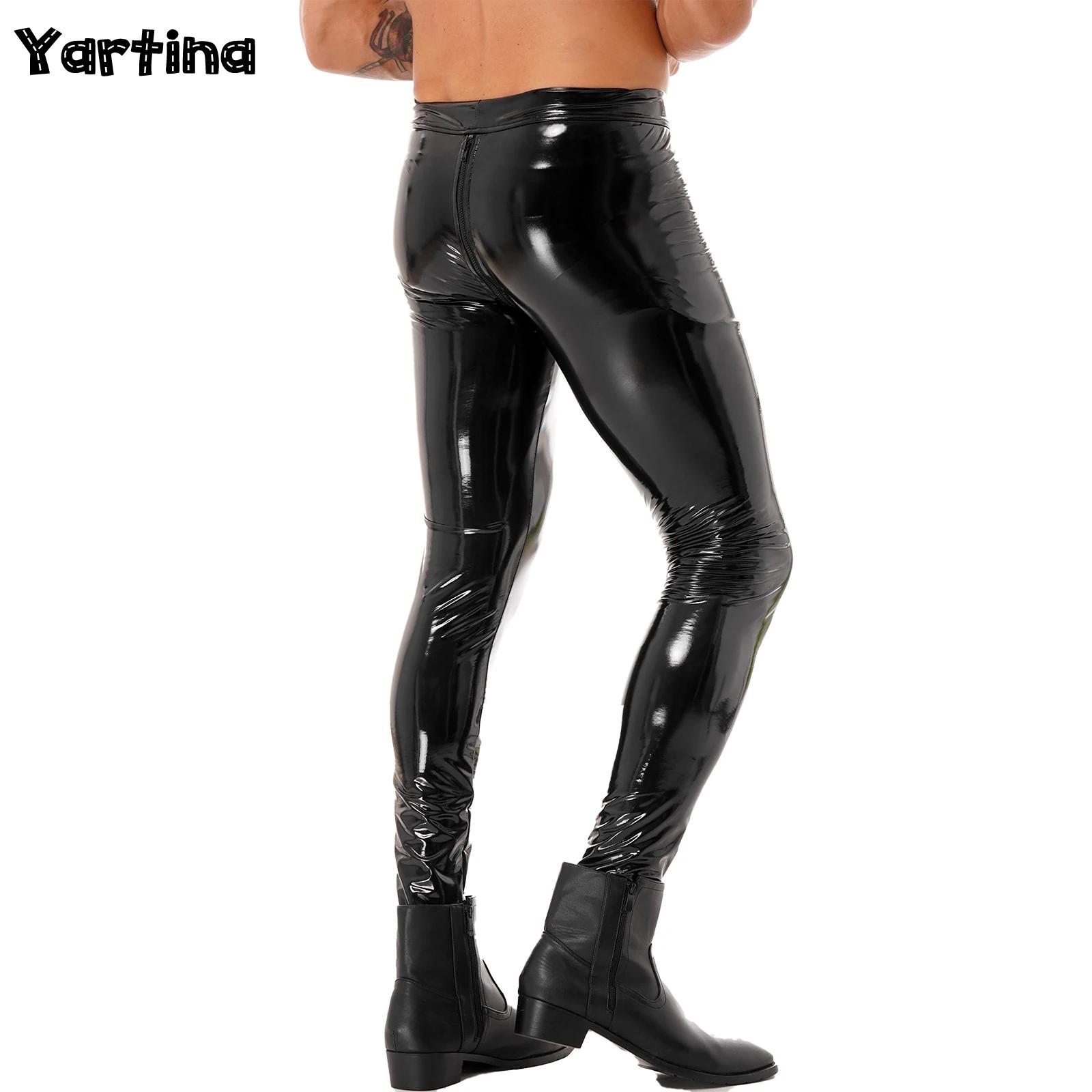 Motorcycle Gear Mens - Herren Zwei-Wege-Reißverschluss im Schritt, Clubwear, Lackleder,