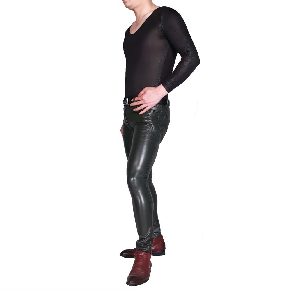 Herren-Punk-PU-Kunstlederhose, – Motorcycle Gear Mens Bewertung und Preis